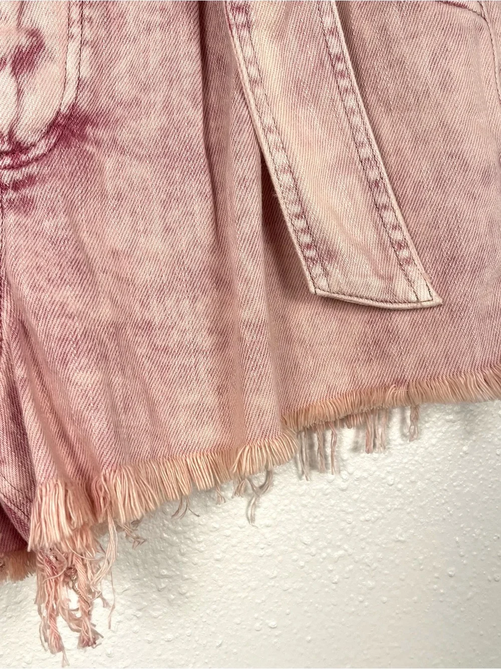 Free People Medium We The Free High-Waist Pink-Purple Belted Denim Shorts